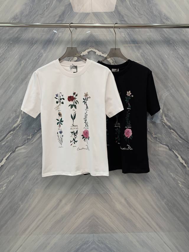 25 Spring and Summer New Product Cd Artistic Floral Print Round Neck Cotton Shor