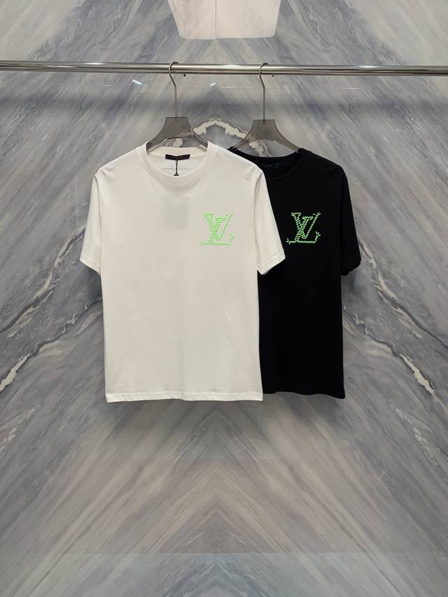 25 Spring/Summer new 1V foam printed round neck cotton short-sleeved T-shirt, co