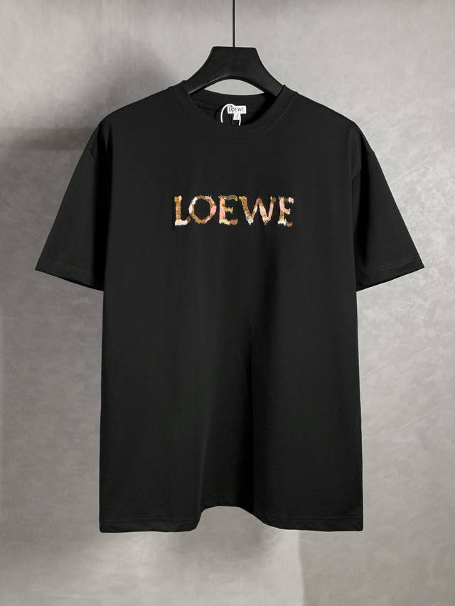 High quality Loew's new series of oil painting embroidery round neck short-sleev