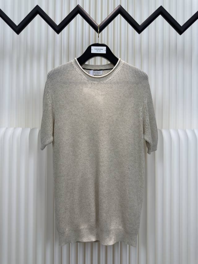 Brunello Cucinelli round neck ribbed short sleeves authentic version - physical