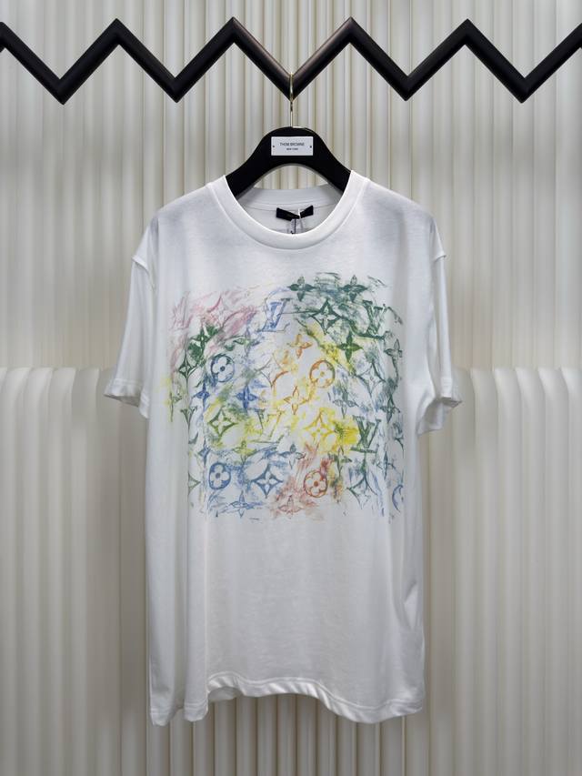 Louis Vuitton Lv colorful psychedelic print round neck short sleeves Authentic o