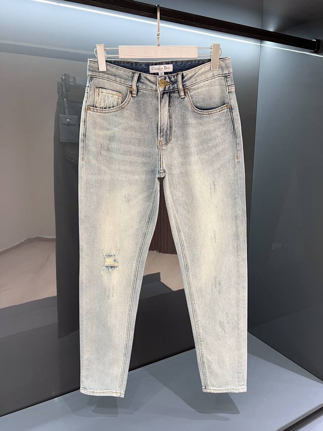 New 25Ss Spring and Summer New Di*R Men's Washed Retro Charm Fashion Casual Jean