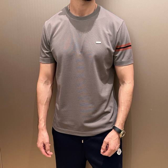 Zegna 2025 Spring and Summer Counter Synchronized Series Round Neck Short Sleeve