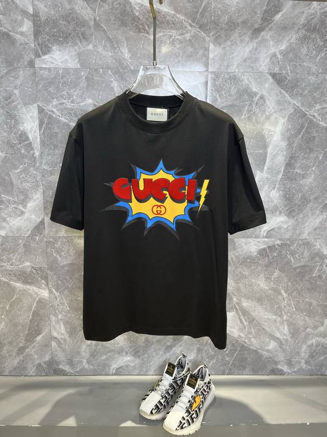 Gucci 2025Ss spring and summer high-quality high-weight Sorona cotton T-shirt, h