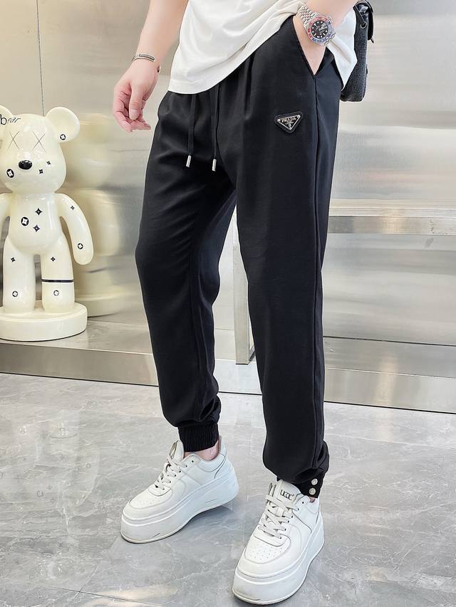 Prada's top-quality 2025 spring and summer new casual pants! Cotton and linen pa