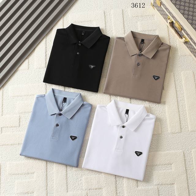Prada-25Ss new spring and summer short-sleeved lapel T-shirt Polo, the highest v