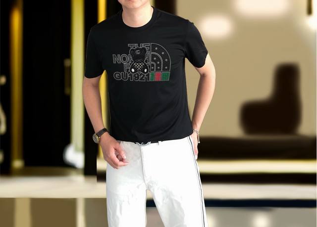 Gucci 2025 Spring European Counter New Top Original Fashion Casual Half-Sleeve B
