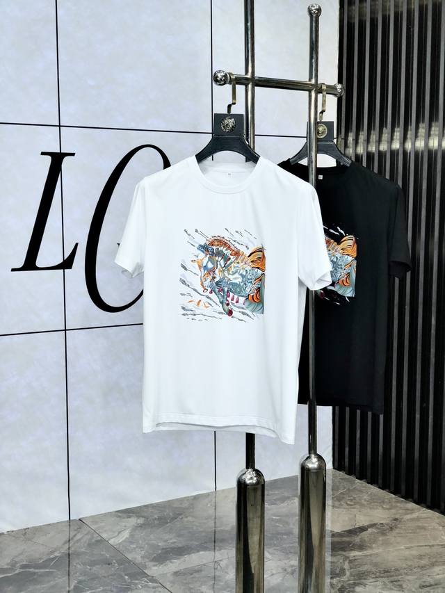 Hermes. Wearing 220 pounds. 2025 Spring and Summer New Fashion Round Neck Short