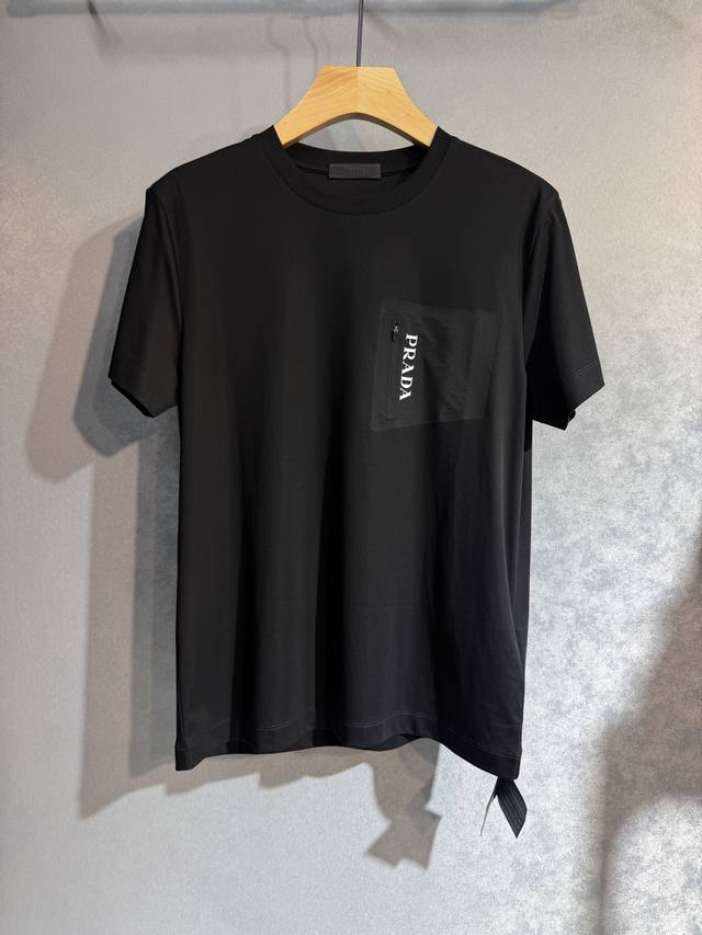 Prada 25Ss new spring and summer short-sleeved top version for custom mercerized