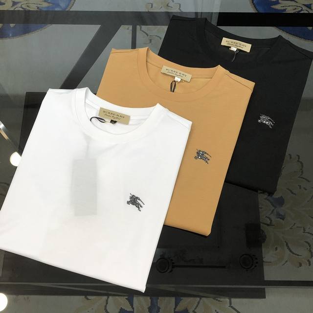 Burbe** Burberry's new spring and summer men's round neck short-sleeved T-shirt,