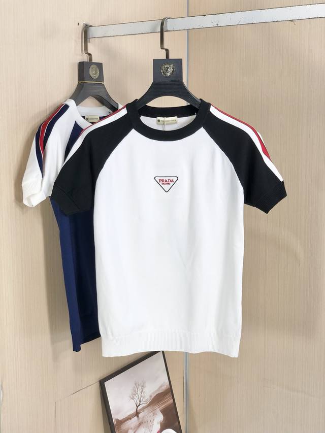 New Prada 2025 Spring and Summer new simple and versatile letter embroidery top