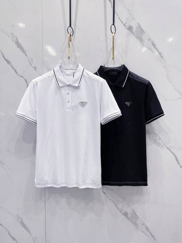 Prad 2025Ss new summer logo men's lapel Polo shirt! Classic business men's style
