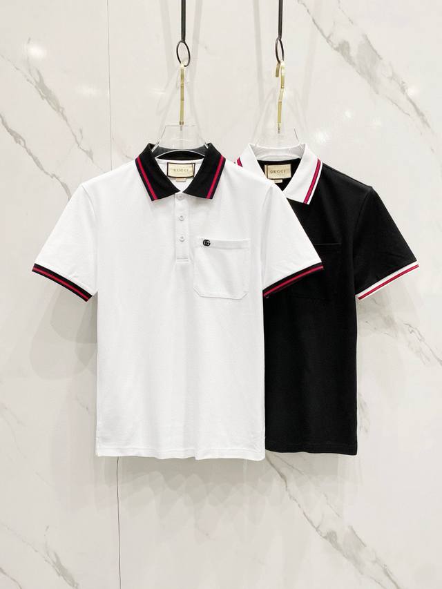 Gucc G's 2025Ss new summer Logo men's lapel Polo shirt! A classic business men's