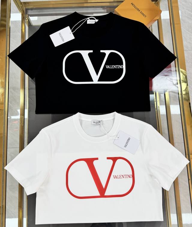 Valentino 25Ss new spring and summer three-dimensional printed round neck short-