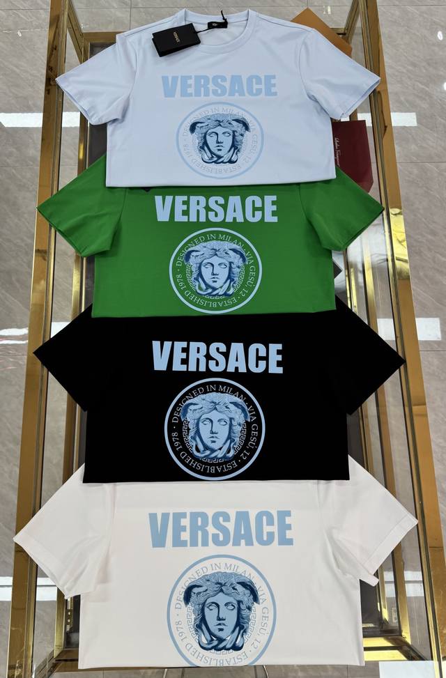 Versace 2025 Spring/Summer new Medusa Rock printed short-sleeved T-shirt; custom