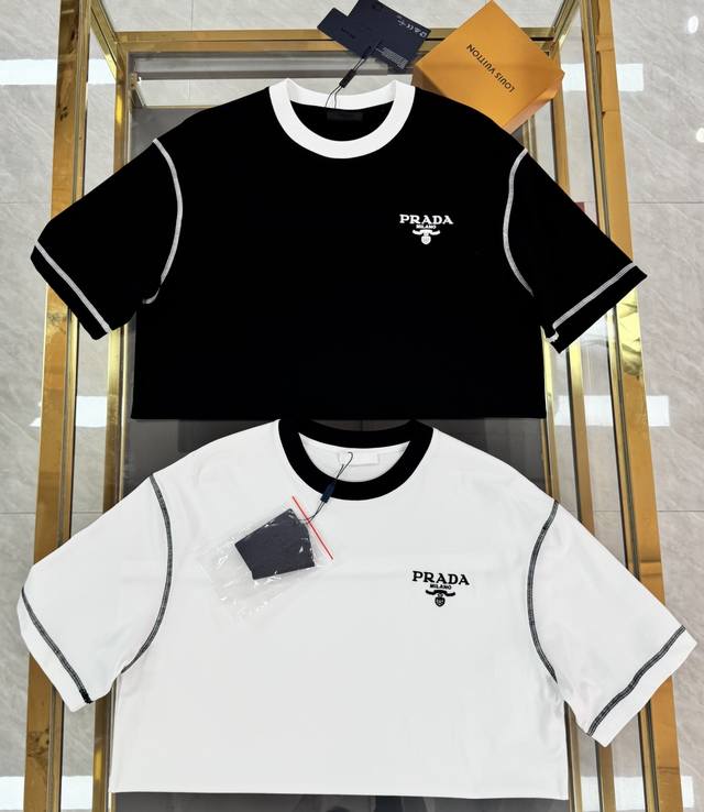 Prada 2025 Spring and Summer New Release Counter Latest Short-sleeved Round Neck