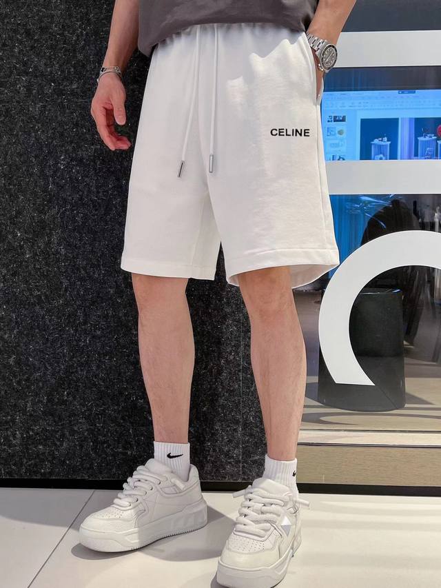 Celine 2025 summer new men's high-end casual shorts, high-end custom fabrics, br