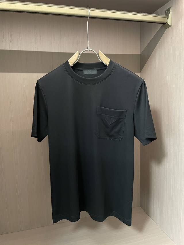 2025 Spring and Summer Classic Logot Shirt Prad 100-spinning silky cotton, the c