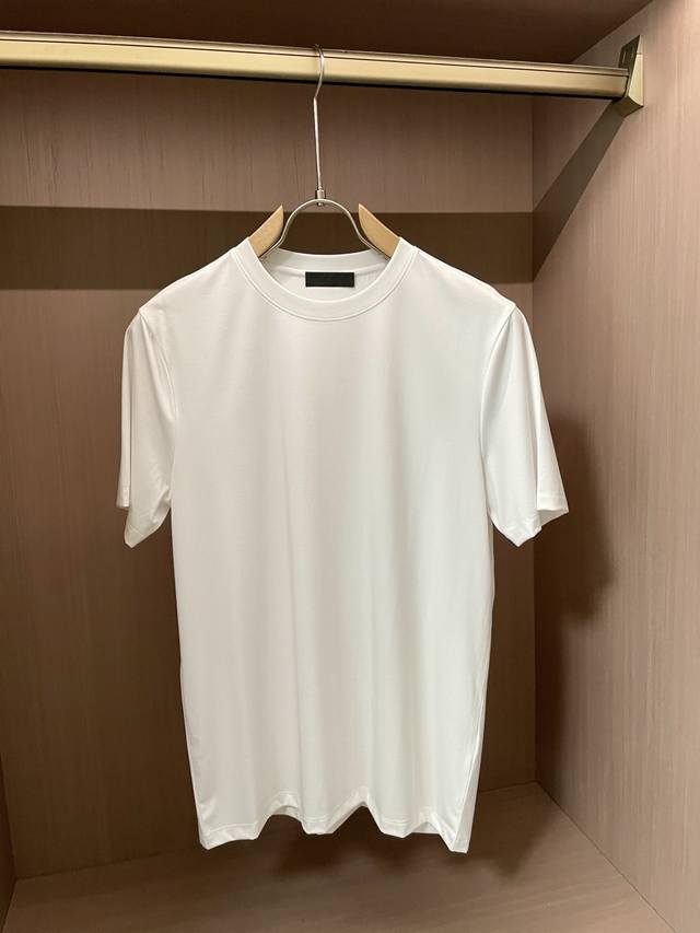 2025 Spring and Summer Classic Logot Shirt Prada 100s Silky Cotton Men's Ceiling