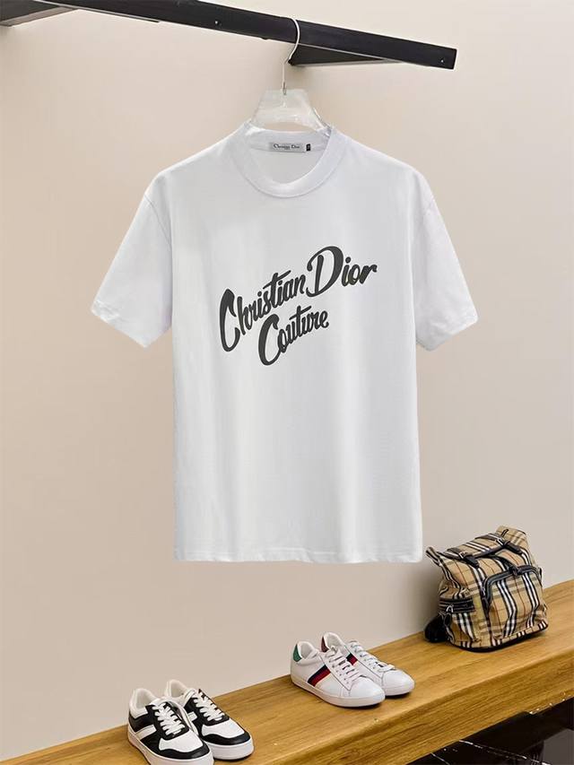 Dior, 25Ss high version chest sticker printed logo round neck short sleeve T-shi