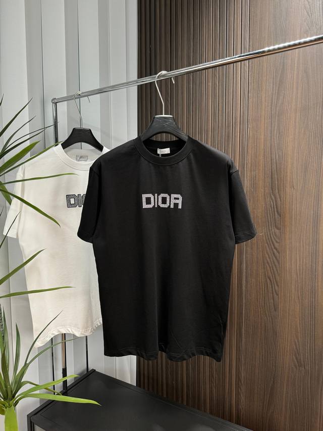 Dior 2025Ss new spring and summer short-sleeved cotton plain fabric, re-washed a