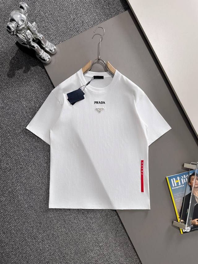 Prada 25Ss new men's round neck short-sleeved T-shirt high version high quality
