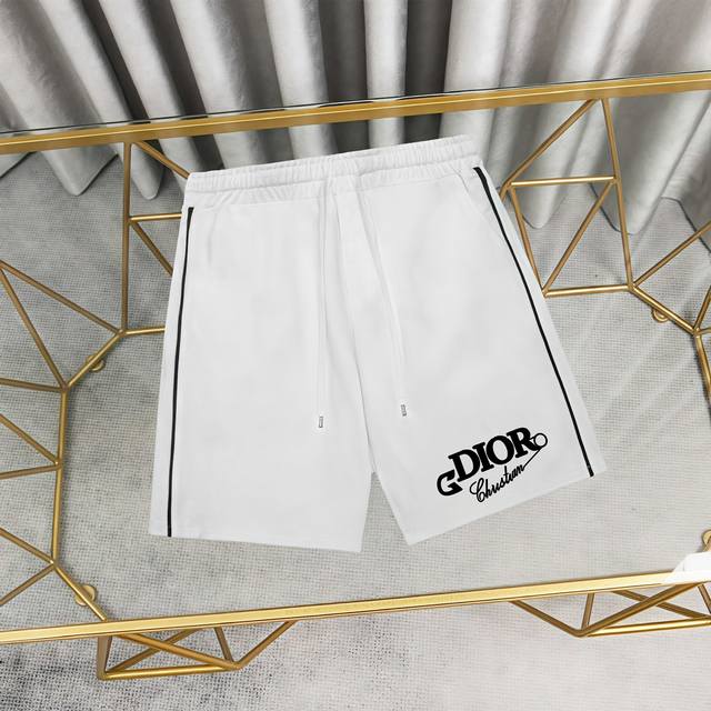Dior printed cotton shorts sweatpants shorts 1:1 matching fabric 300g terry high