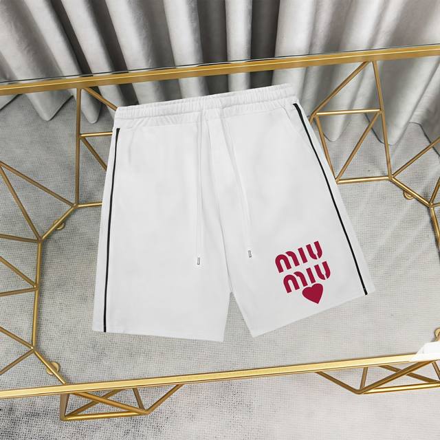 Miumiu printed cotton shorts and sweatpants 1:1 matching fabric 300g terry high