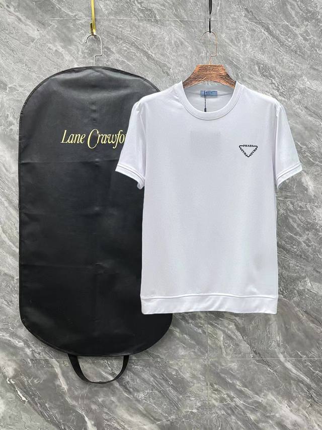 Prada# 25 Spring and Summer Top Counter Synchronized Short Sleeve T-shirt 3 Labe