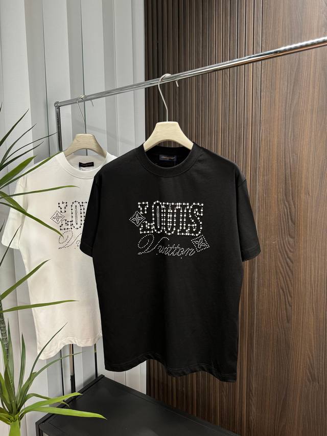 Lv 2025Ss Spring and Summer new short-sleeved cotton plain fabric, re-washed and