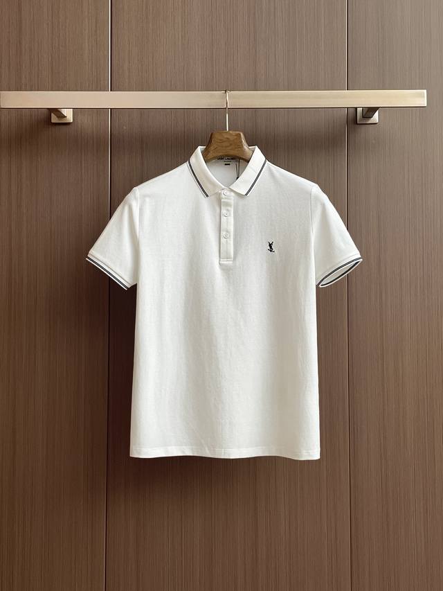 New arrival Yves Saint Laurent 2025Ss summer new letter logo men's lapel Polo sh