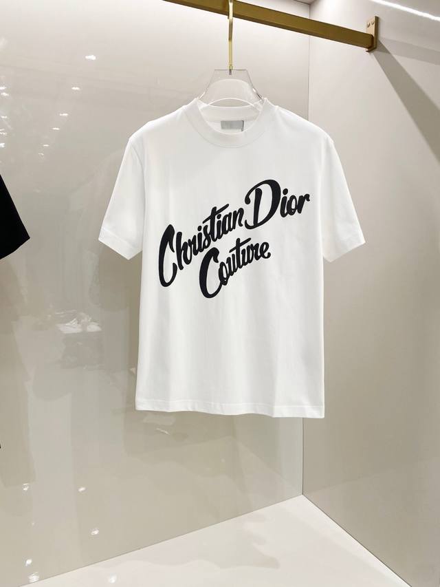 Dior 2025Ss spring and summer new cotton round neck short-sleeved T-shirt chest