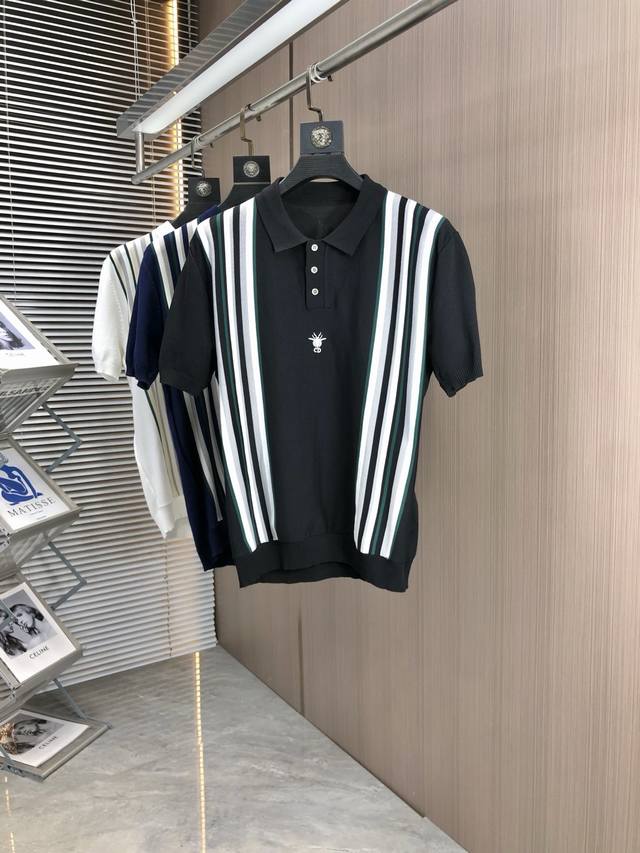 Dior. 25 Spring/Summer knitted short-sleeved T-shirt, cotton blended terry plain