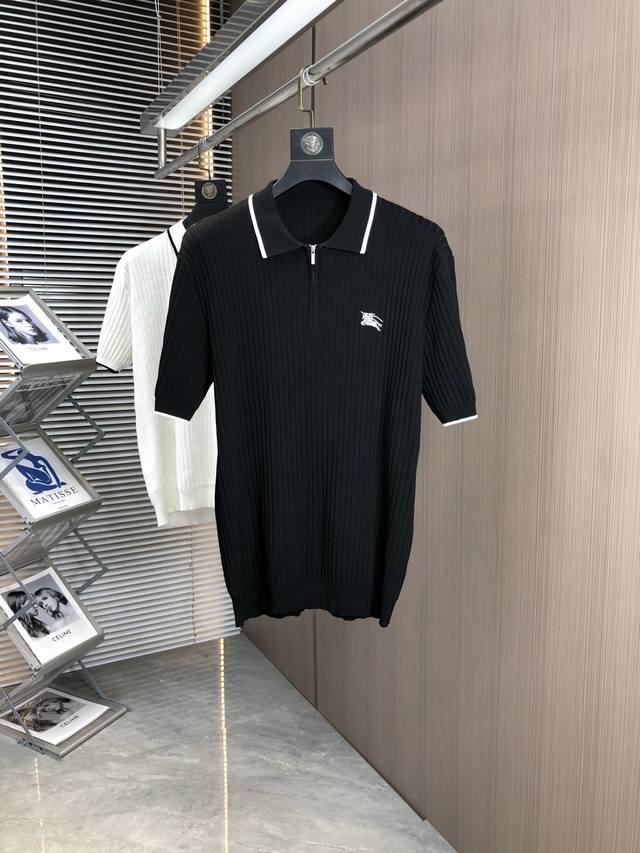 Burberry. 25 Spring/Summer knitted short-sleeved T-shirt, cotton blended terry p