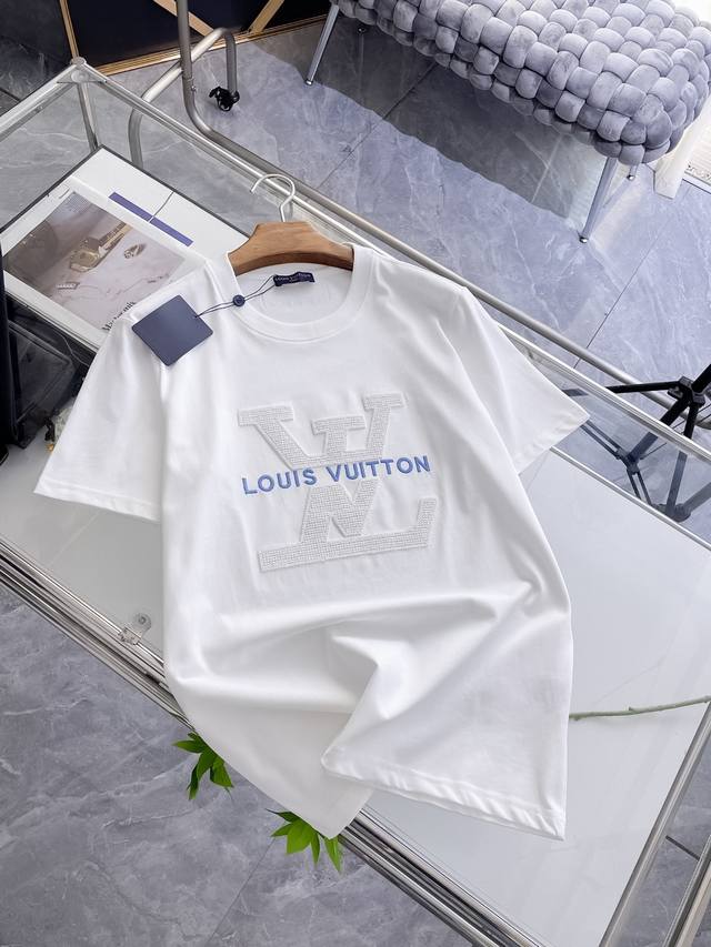 Lv new mesh pique cotton round neck short T-shirt, made of 100% imported pique c