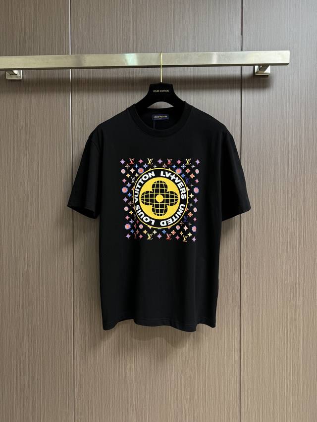 Lv 2025Ss Printed Logo Laminating Letter Short Sleeve New T-shirt Short Sleeve,