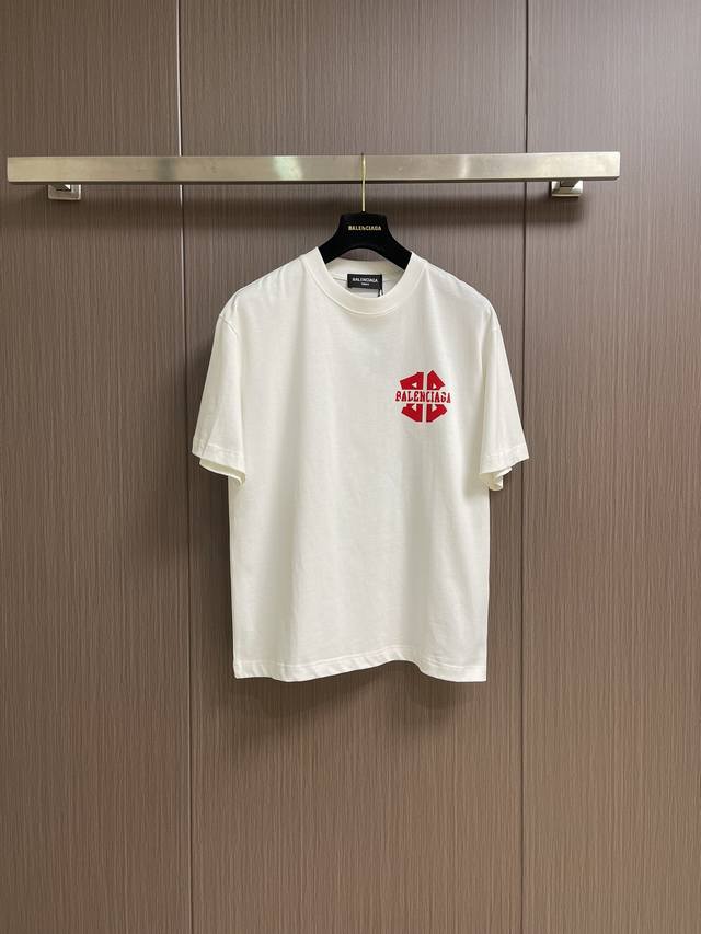 Balenciaga Bb flocked printed logo round neck short-sleeved T-shirt, custom-wove