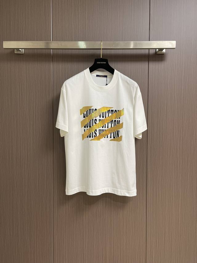Lv 2025Ss Logo short-sleeved T-shirt, the fabric is made of heavy combed cotton,