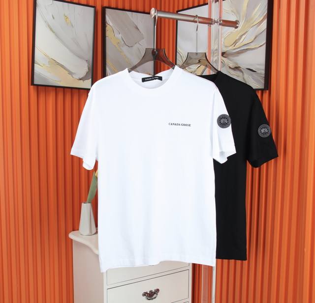 Long Canada Goose short-sleeved T-shirt, made of 32-count G pure cotton fabric,
