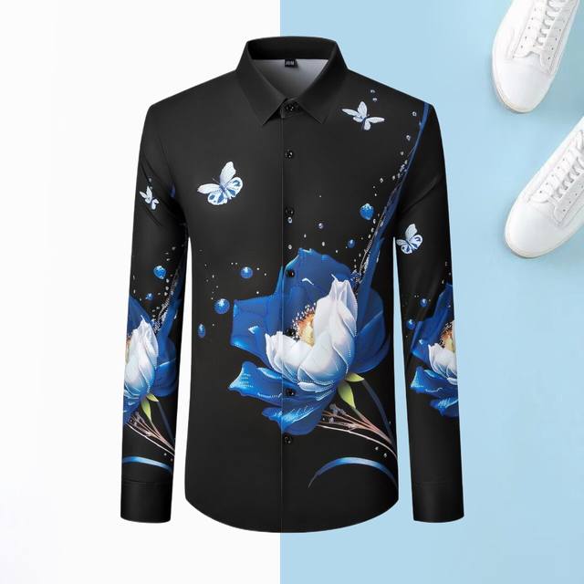 Fo Spring and summer new men's casual short-sleeved shirts are sold on the offic