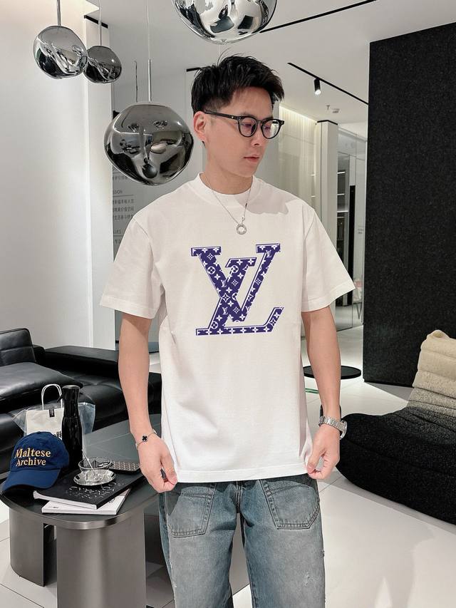 Lv Donkey brand. 2025 spring and summer new fashion round neck short sleeve high