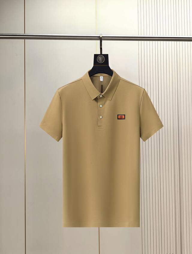 Hermes. 2025 Spring and Summer new seamless short-sleeved lapel world's top men'