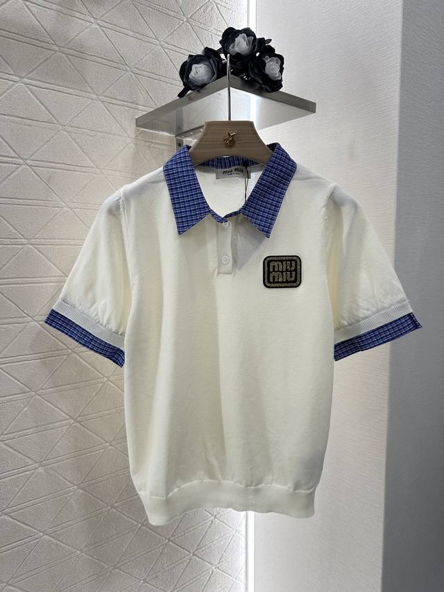 Miumi*2025 new products on the shelves shirt splicing knitted tops custom Yb imp