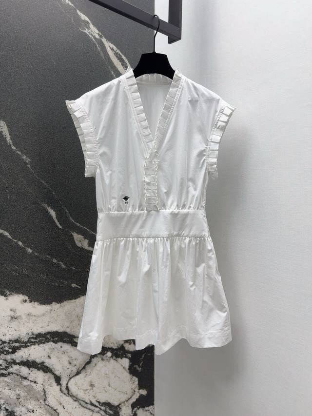 Cd 25Ss Spring and summer new French ruffle sleeve dress with elegant V-neck and