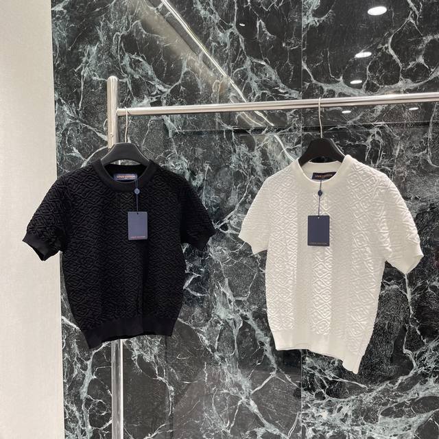 Louis 25 summer new jacquard knitted short sleeves with jacquard technology thro