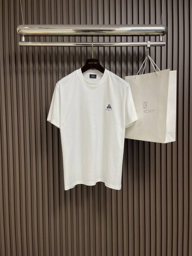 Brioni sailboat embroidered men's short-sleeved T-shirt, the fabric is made of o