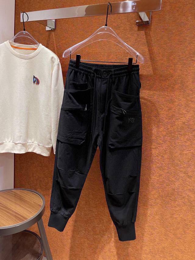 New spring and summer Y-3 new multi-pocket design men's dark casual overalls! Th