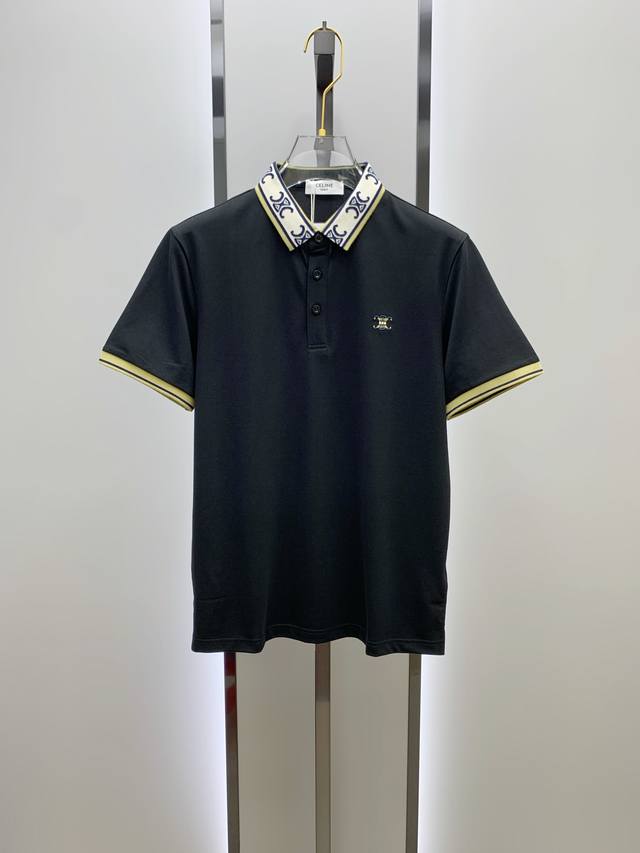 Celine 25Ss new spring and summer short-sleeved lapel T-shirt Polo, the highest