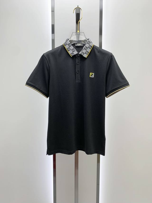 Fendi 25Ss new spring and summer short-sleeved lapel T-shirt Polo, the highest v