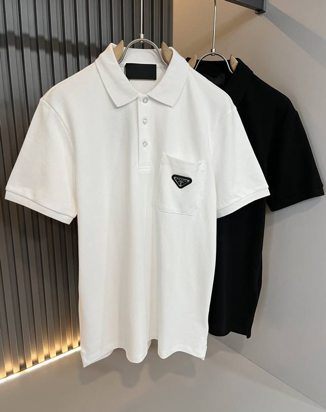 Prad*Puda 2025 Spring and Summer new classic element short-sleeved Polo shirt, c